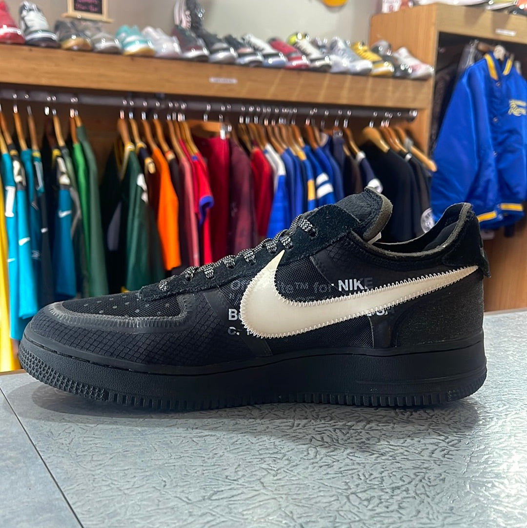 Nike off white air force 1 on sale black on feet