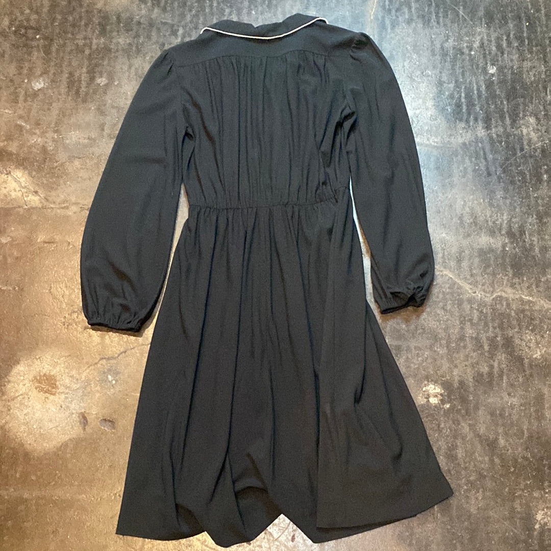 Vintage Black w Pearl Trim Evening Dress